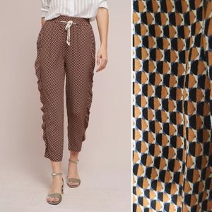 Anthropologie Makari Ruffled Jogger Ankle Pants M